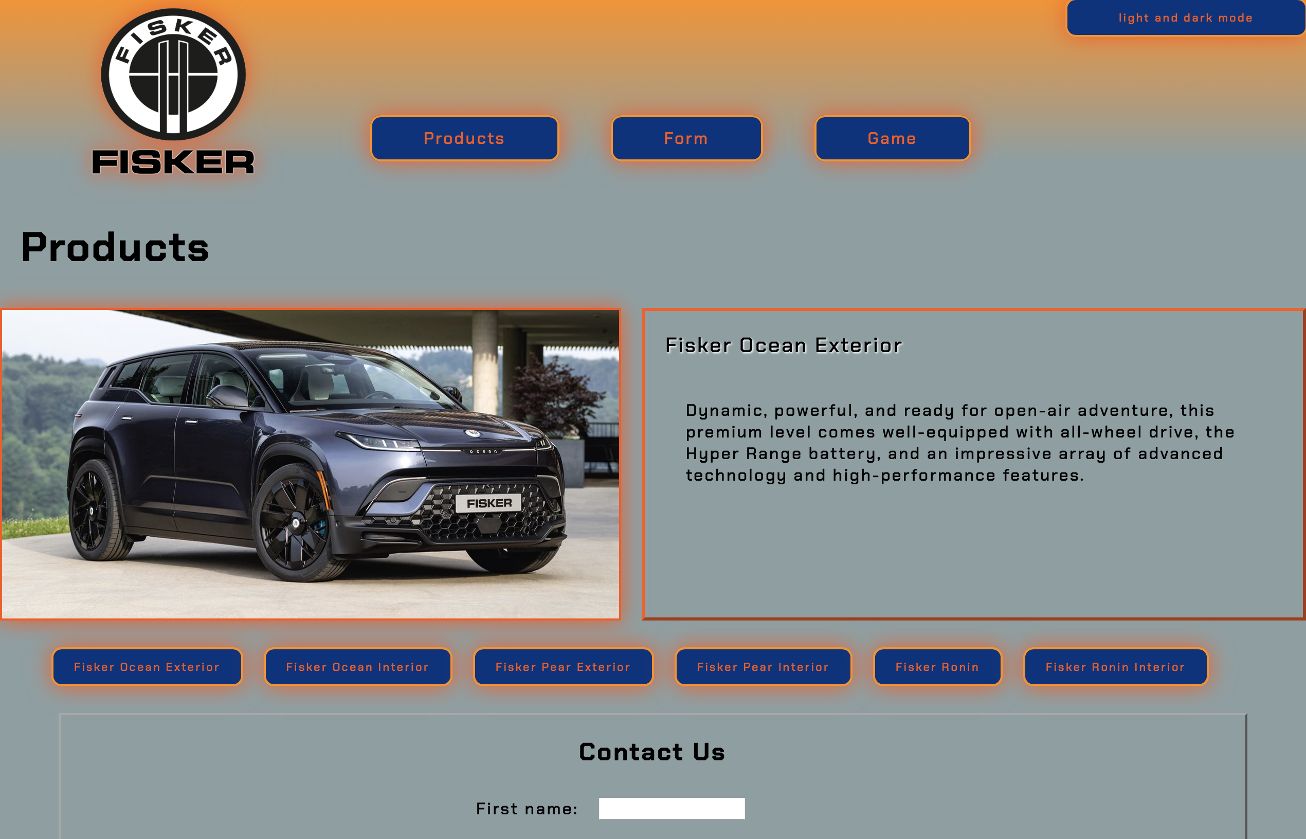 Fisker Home light mode